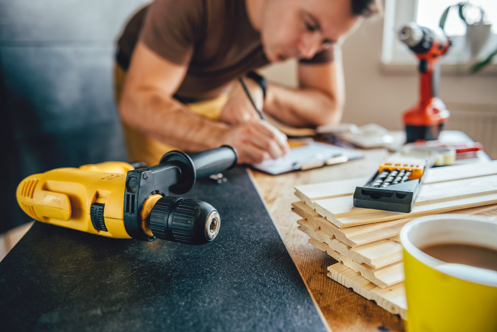 man doing home renovations