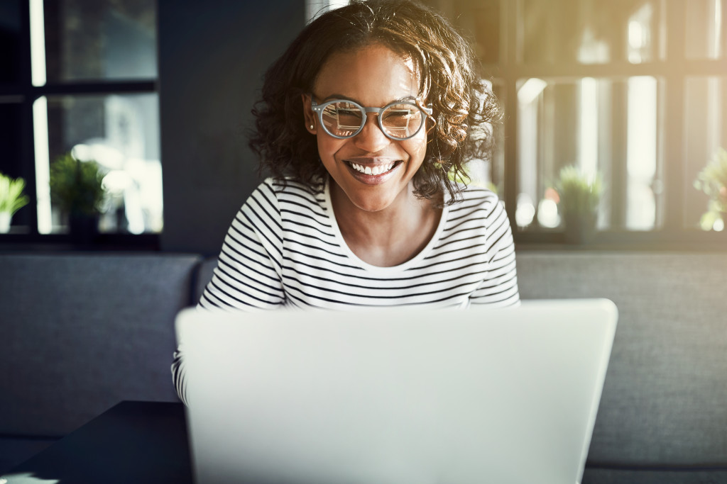 a woman working from home