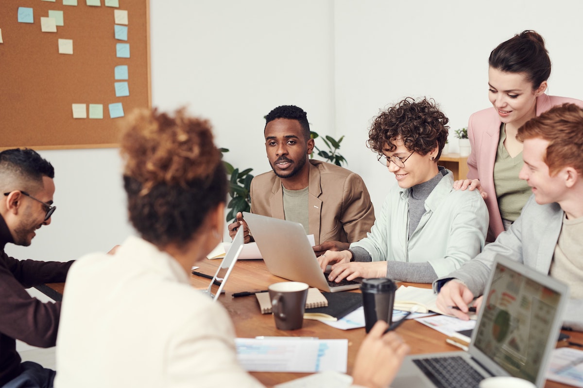 people at an office meeting